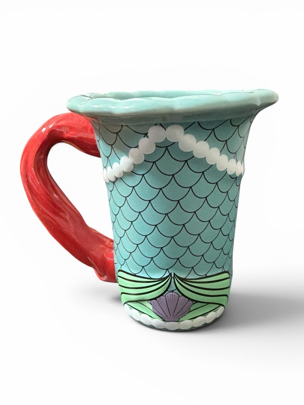 Disney Parks Ariel Mermaid Tail Handle Ceramic Mug NWOT Little Mermaid - Picture 3 of 8